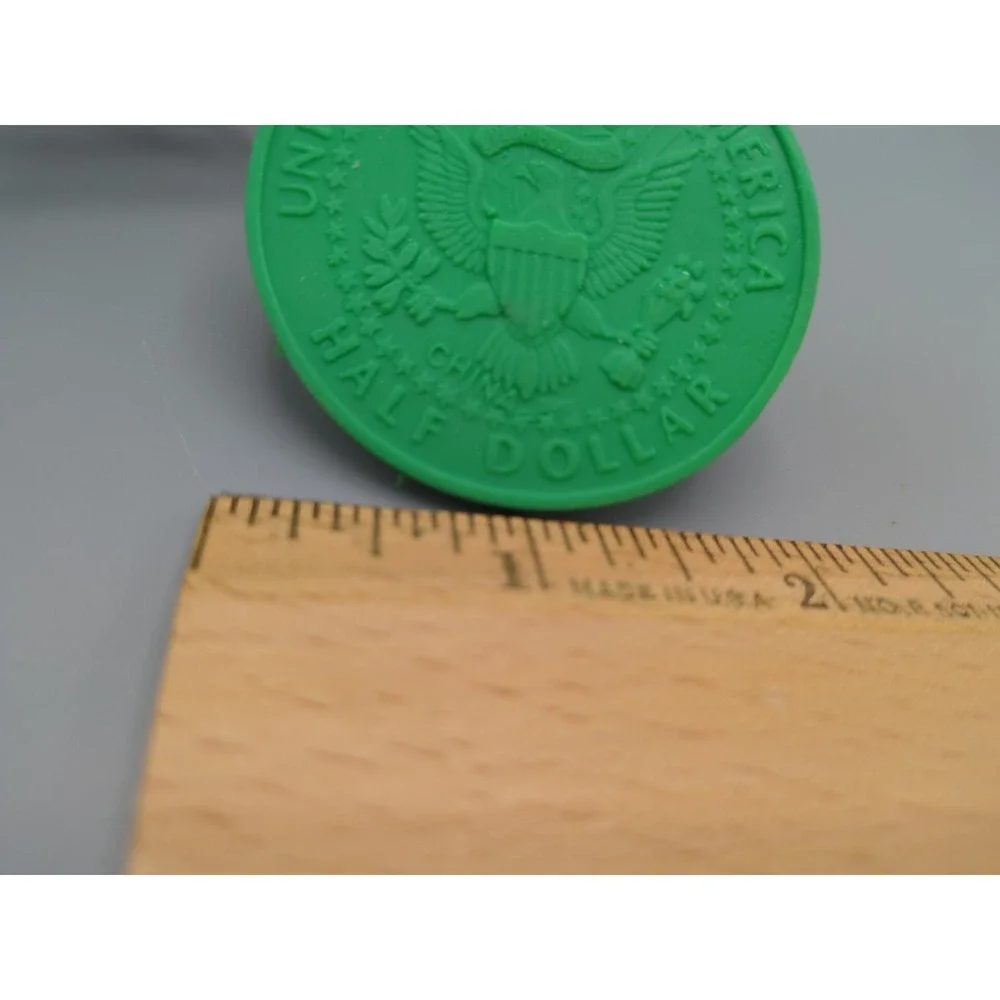 Novelty 1964 JFK Kennedy US‎ Half Dollar Eraser Green Rubber Error Coin Gag Gift